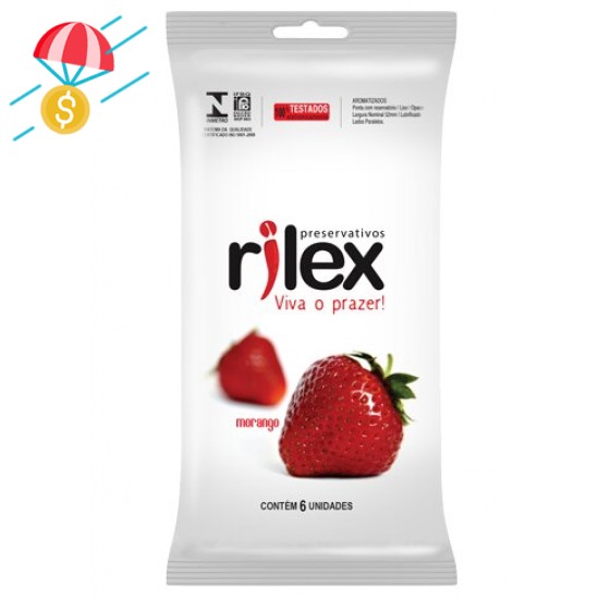 Preservativo Rilex sabor morango contém 6 preservativos